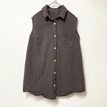 마우지 Moussy 스트라이프 슬리브리스 셔츠 블라우스 상의