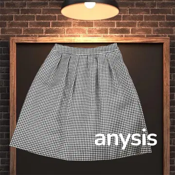anysis 온워드 카시야마 격자 무늬 스커트 무릎 기장