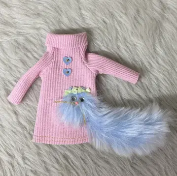 Sandy 인형 의상 네오 브라이스 사이즈 푹신푹신 고양이 원피스 핑크