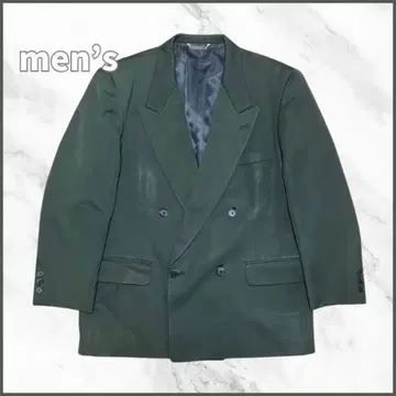 테일러드 자켓 다크 그레이 더블 브레스트 레트로 믹스 빈티지
