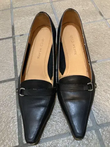 일본제 가죽 신발 24.0cm 여성용 로퍼 블랙 마리 클럽 가죽