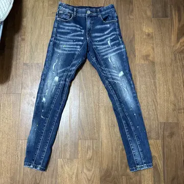 아담스 저글러 페인트 데미지 가공 스키니 데님 RETG