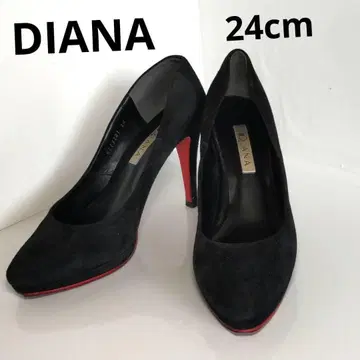 새상품급 다이애나 DIANA 펌프스 레드 밑창 스웨이드 24cm 블랙