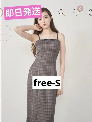 다리치 가죽 리본 체크 롱 원피스 그레이