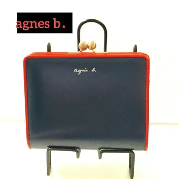 애니에스 베agnes b. 네이비/레드 두겹 가마구치 지갑
