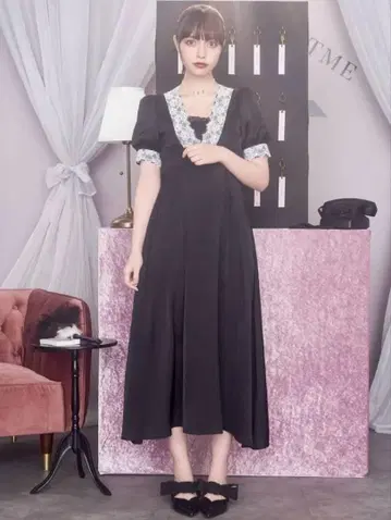 EAT ME 이토미 원피스 리본 새틴 블랙