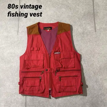 80년대 빈티지 SAMJIN 낚시용 조끼 fishing 홍차 M