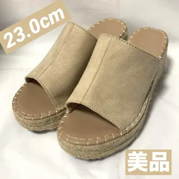 베이지 샌들 통굽 여름 가을 뮬 23cm 슬리퍼 힐 신발