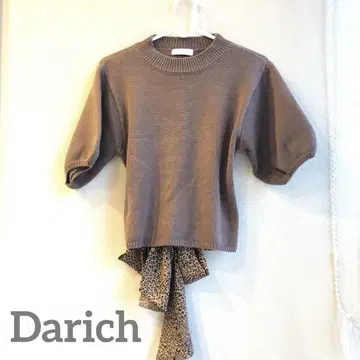 Darich 반팔 니트 레오파드 무늬 리본 포함 18N2507