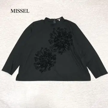 미젤 긴팔 티셔츠(LL) 하이넥 울 꽃무늬 라메 고급 미세스