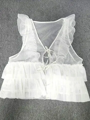 화이트 시스루 프릴 뷔스티에