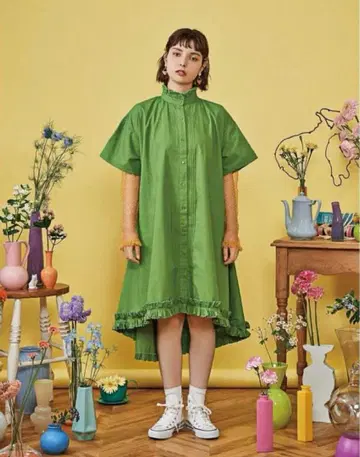 POPPY 포피 마가렛 프릴 코튼 롱 셔츠 원피스