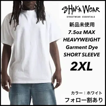 샤카웨어 미사용 새상품 7.5oz 가먼트 다이 반팔 티셔츠 화이트 2XL