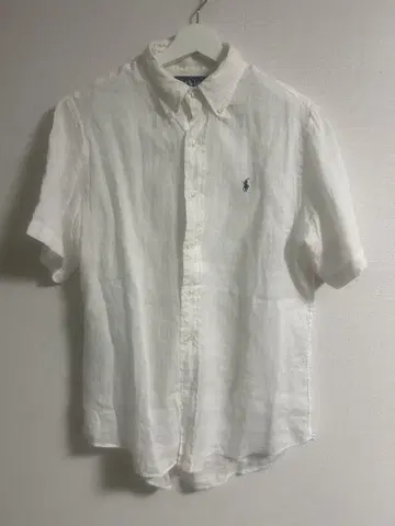 90s RALPH LAUREN CUSTOM FIT 린넨 반팔 셔츠 화이트