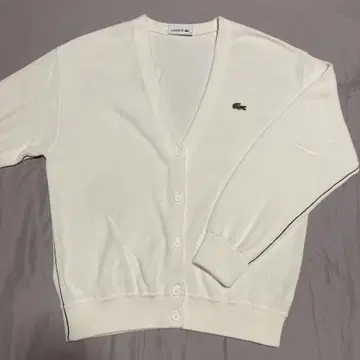 택 포함 새상품 LACOSTE 코튼 가디건 화이트 화이트 그린 악어