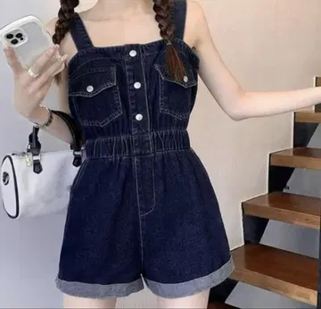 Miniministore 데님 살로펫 숏 기장 올인원