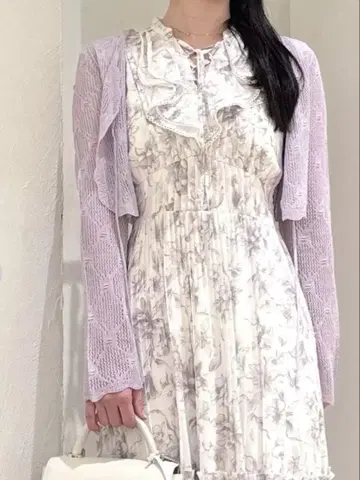 크롭 프릴 가디건