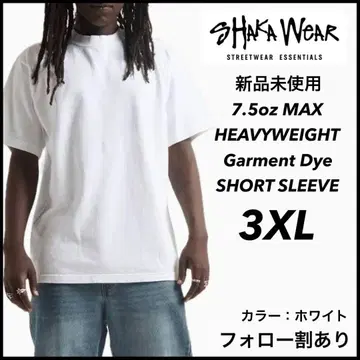 샤카웨어 미사용 새상품 7.5oz 가먼트 다이 반팔 티셔츠 화이트