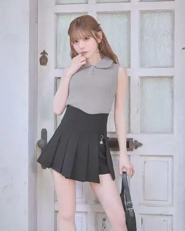미셸 마카롱 michellMacaron 슬림 레그 치마바지 M 블랙