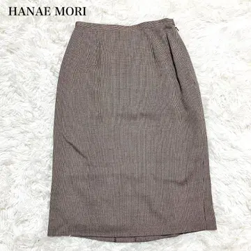 모리하나에 실크 혼방 롱 타이트 스커트 하운드투스 체크 핏 포멀