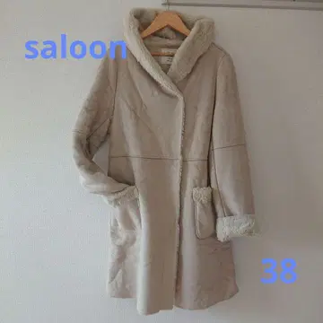saloon 무스탕 코트 베이지 후드 부착 38