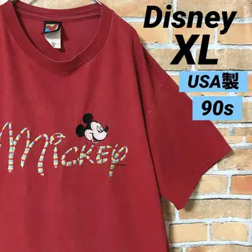 디즈니 USA제 빈티지 90년대 미키마우스 자수 티셔츠