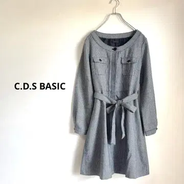 C.D.S BASIC 하운드투스 체크 원피스 허리 리본 포함 사이즈 L