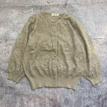00's 빈티지 가디건 니트 그레이 메쉬 L 비침 반팔