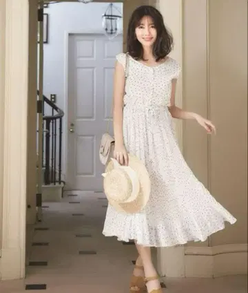 Rirandture 도트 플리츠 쉬폰 원피스 블랙 1