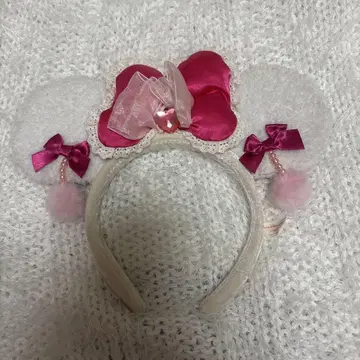 디즈니 미니 머리띠 핑크 화이트