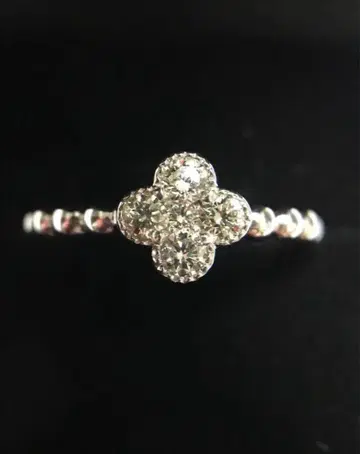 Pt.900 0.28ct 클로버형 다이아몬드 반지 플라티나 11호