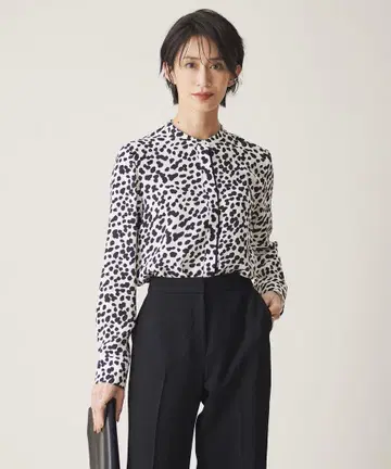 ICB 여성용 긴팔 블라우스 달마시안 패턴 L [c0376]
