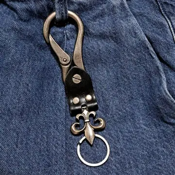 카라비너 블랙 키링 키 후크 키링 부품 가죽 빈티지