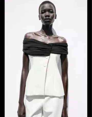 ZARA 자라 완판템 콤비 뷔스티에 탑 오프숄더