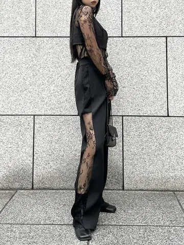 사이드 레이스 디자인 슬랙스