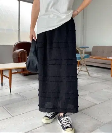 PICHI 피치 멜로우 롱 스커트 블랙