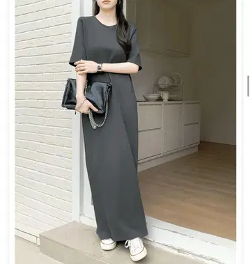 그레이 반팔 티셔츠 롱 원피스 새상품급 이번 시즌