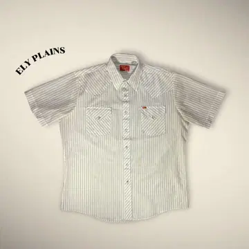 ELY PLAINS 이리 플레인즈 웨스턴 셔츠 스트라이프 반팔 화이트 L