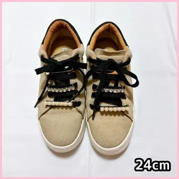 호킨스 크리스탈 비쥬 펄 장식 스니커즈 24cm 상자 없음
