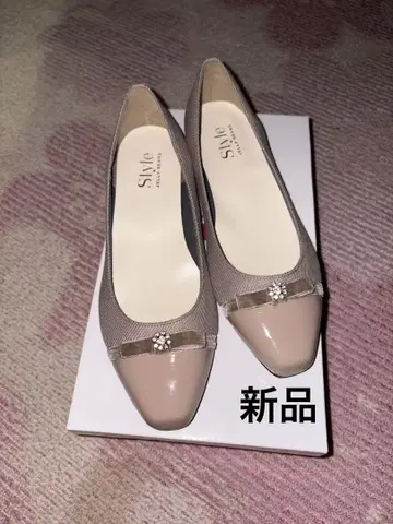[새상품] 리본 펌프스 핑크 베이지