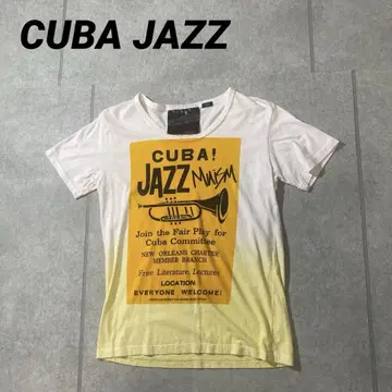 구제 의류 CUBA JAZZ 쿠바 재즈 티셔츠 스며든 빅 프린트 M