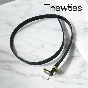 Tnewties 블랙 얇은 벨트 골드 버클 20대