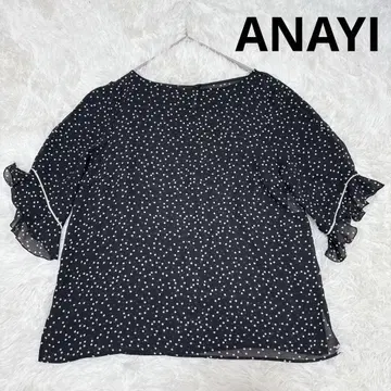 새상품급 ANAYI 아나이 시스루 블라우스 도트 일본제