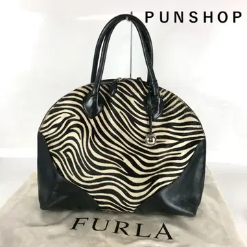 FURLA 훌라 제브라 패턴 송치 가죽 핸드백 보스턴 백