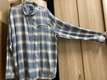 RVCA 긴팔 셔츠 파랑과 화이트 체크 무늬