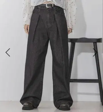 JEANASIS 턱 데님 와이드 팬츠 블랙 지나시스