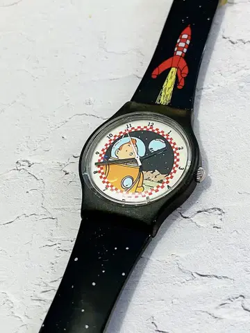 보호 씰 포함 탕탕의 모험 손목시계 워치 TINTIN 달 세계 탐험