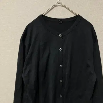 유니클로 크루넥 코튼 니트 가디건 (M) 심플 블랙 무지