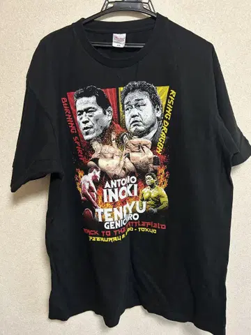 안토니오 이노키 텐류 겐이치로 사진 티셔츠 블랙 2XL