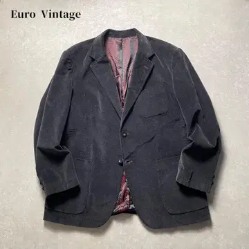EuroVintage 코튼 테일러드 자켓 블랙 검정 블레이저 구제 의류